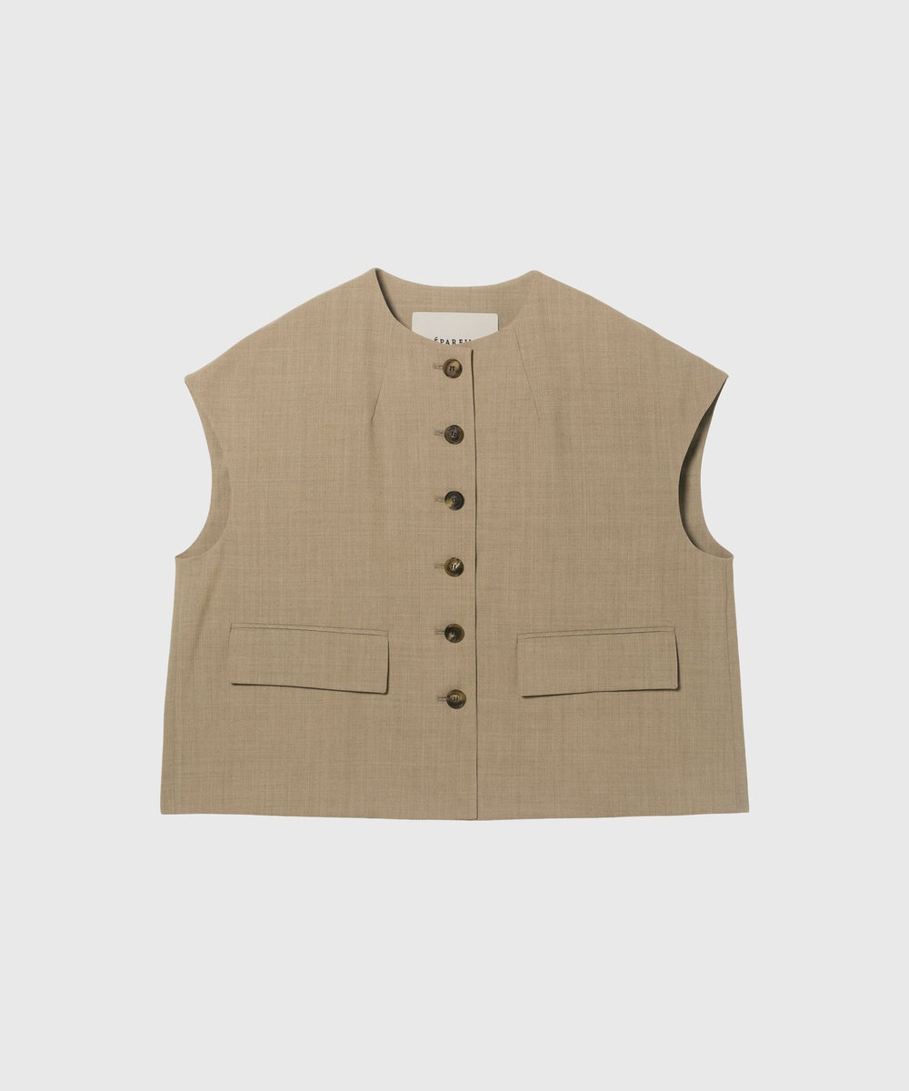 DÉPAREILLÉ TROPICAL WOOL GILET / トロピカルウールジレ ベージュ