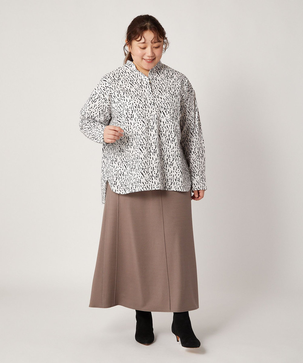 feerique Lサイズ（大きいサイズ） 【大きいサイズ】feerique ドローイングドットPtスキッパーシャツ ホワイト