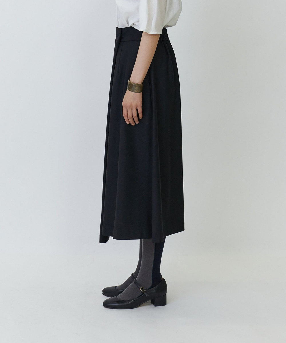 LOISIR エステルウールラップディテールスカート ブラック
