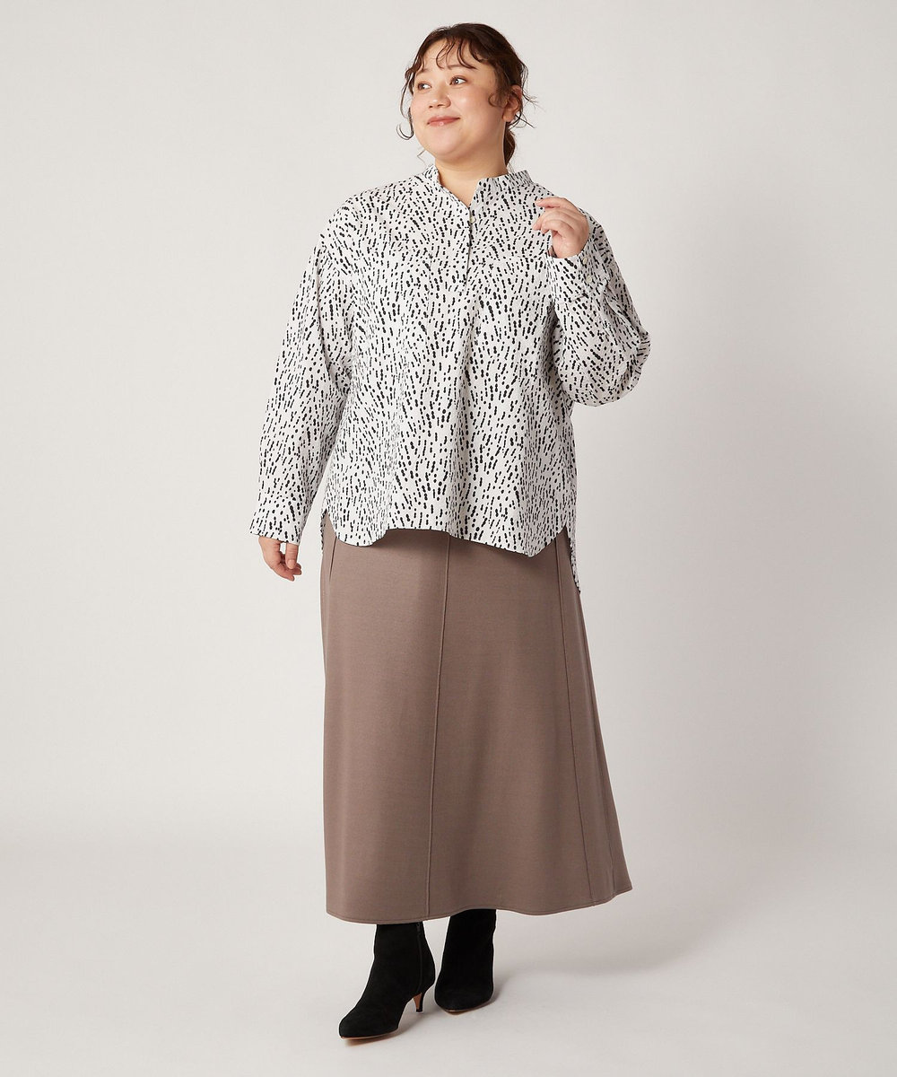 feerique Lサイズ（大きいサイズ） 【大きいサイズ】feerique ドローイングドットPtスキッパーシャツ ホワイト