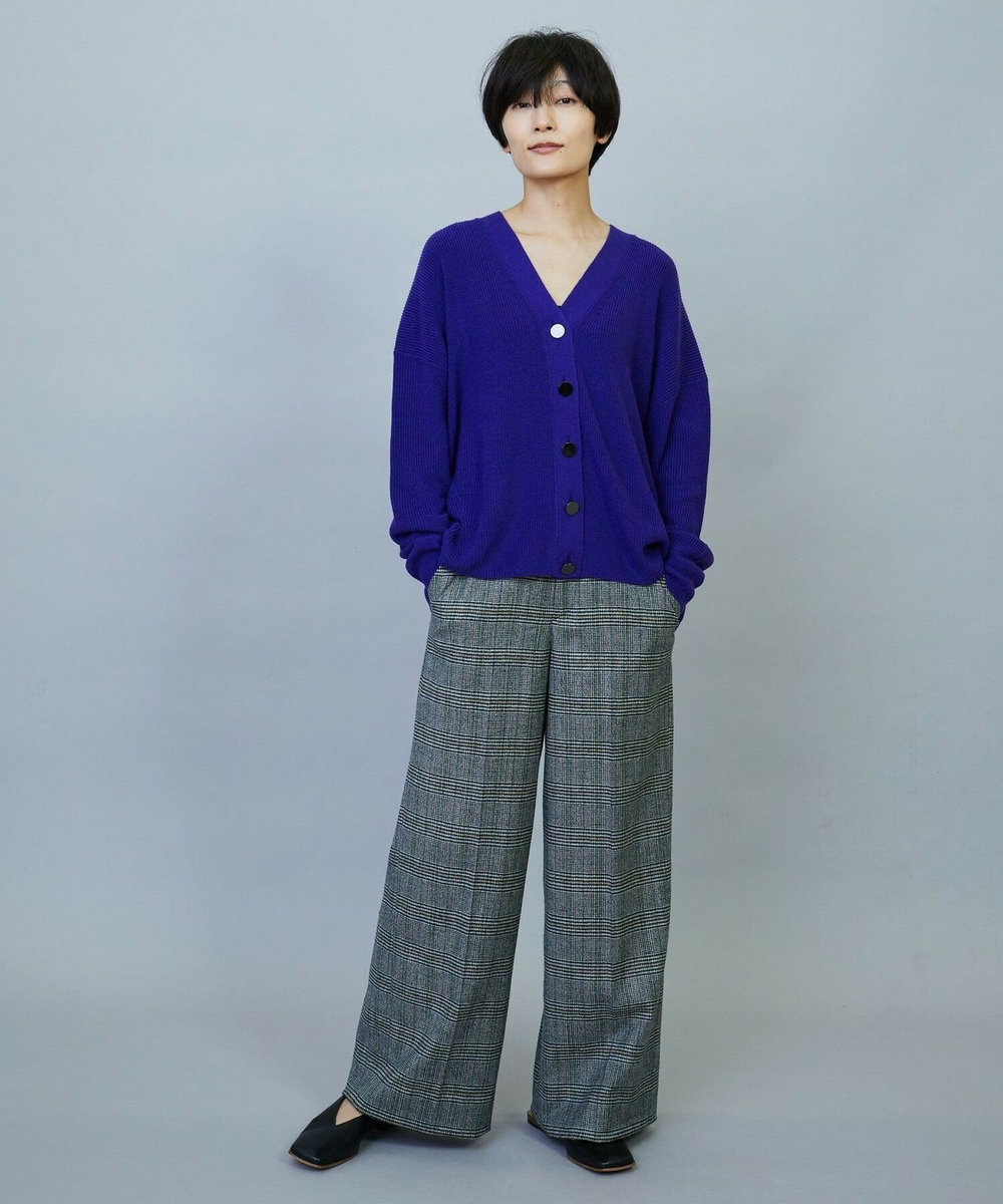 MOGA ウールカシミヤグレンチェックワイドパンツ オフホワイト
