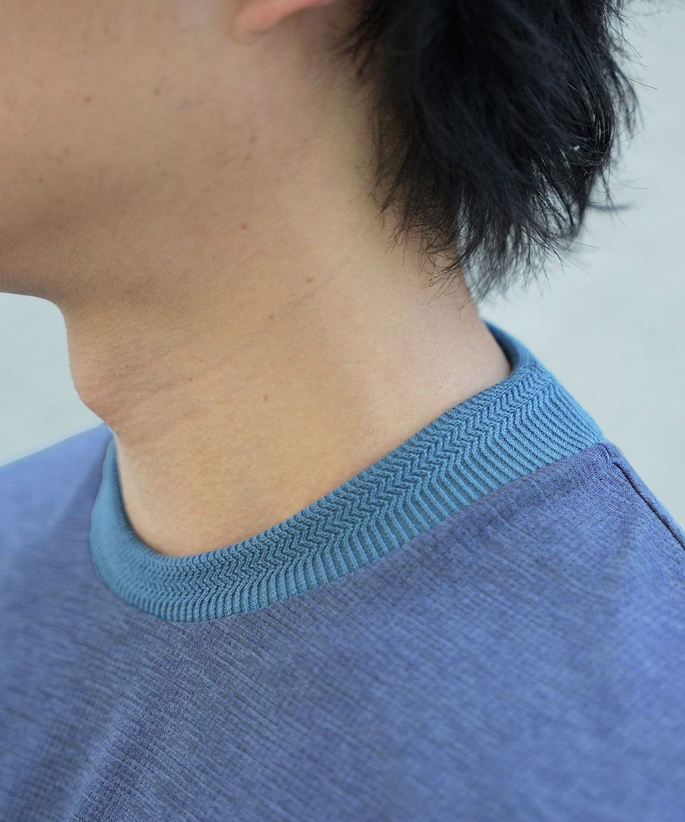MEN'S BIGI 【WEB限定】ドットメッシュジャージTシャツ＜吸水速乾/通気性＞ ブルー