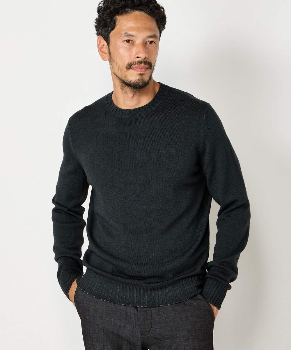 MEN'S BIGI 【FILIPPO DE LAURENTIIS】10Gクルーネックニット モスグリーン