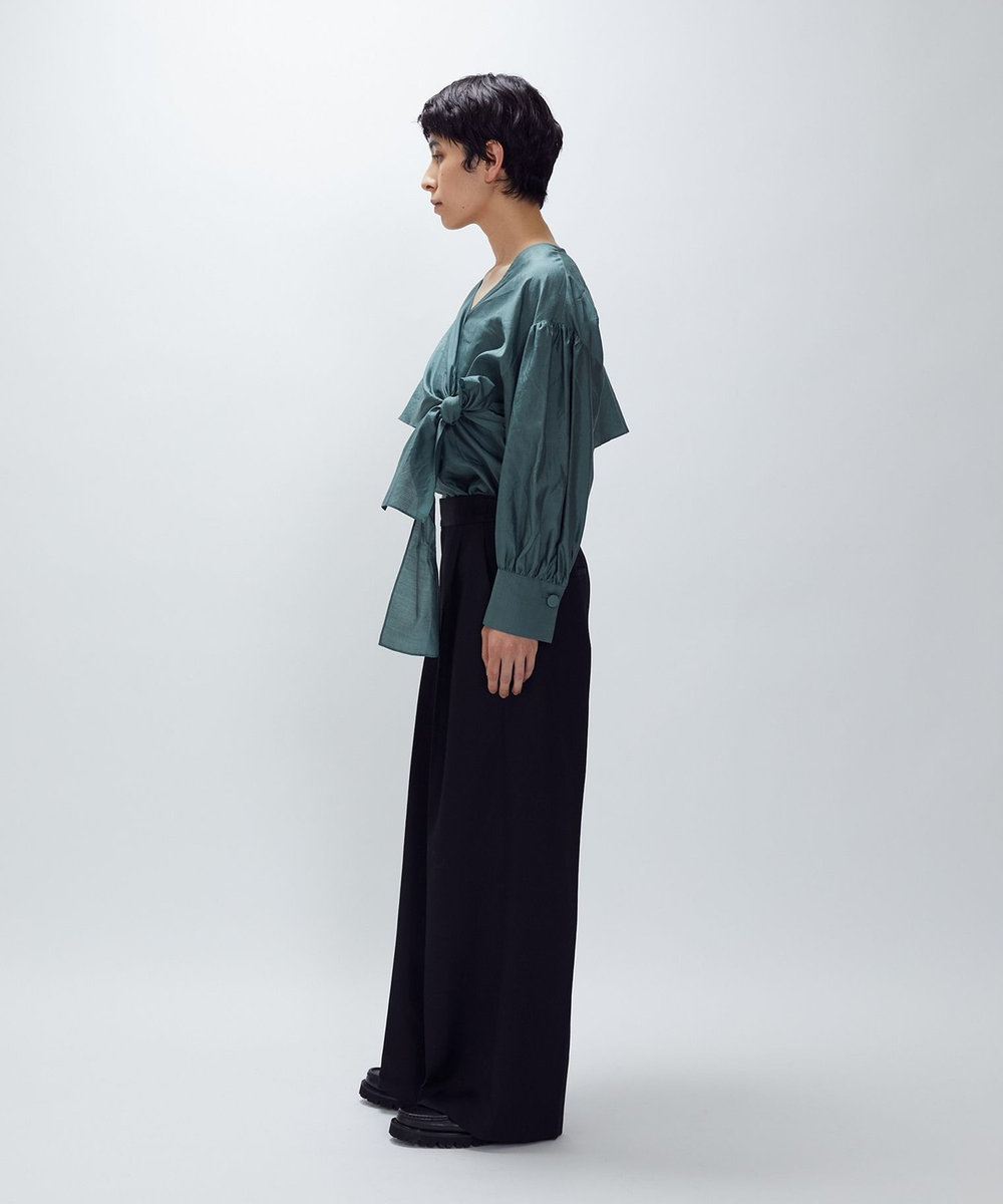 1er Arrondissement シルクボウタイブラウス グリーン