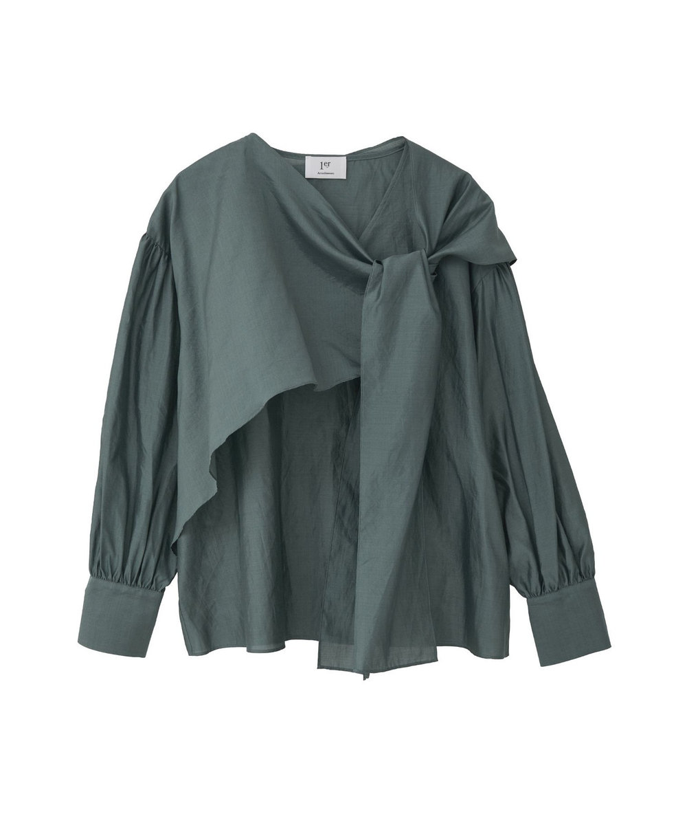 1er Arrondissement シルクボウタイブラウス グリーン