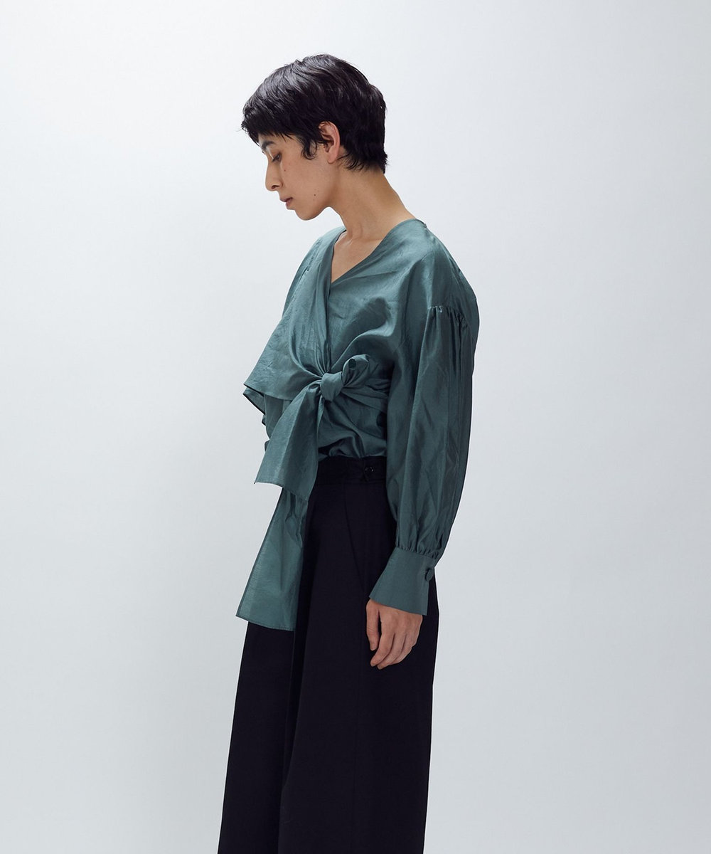 1er Arrondissement シルクボウタイブラウス グリーン