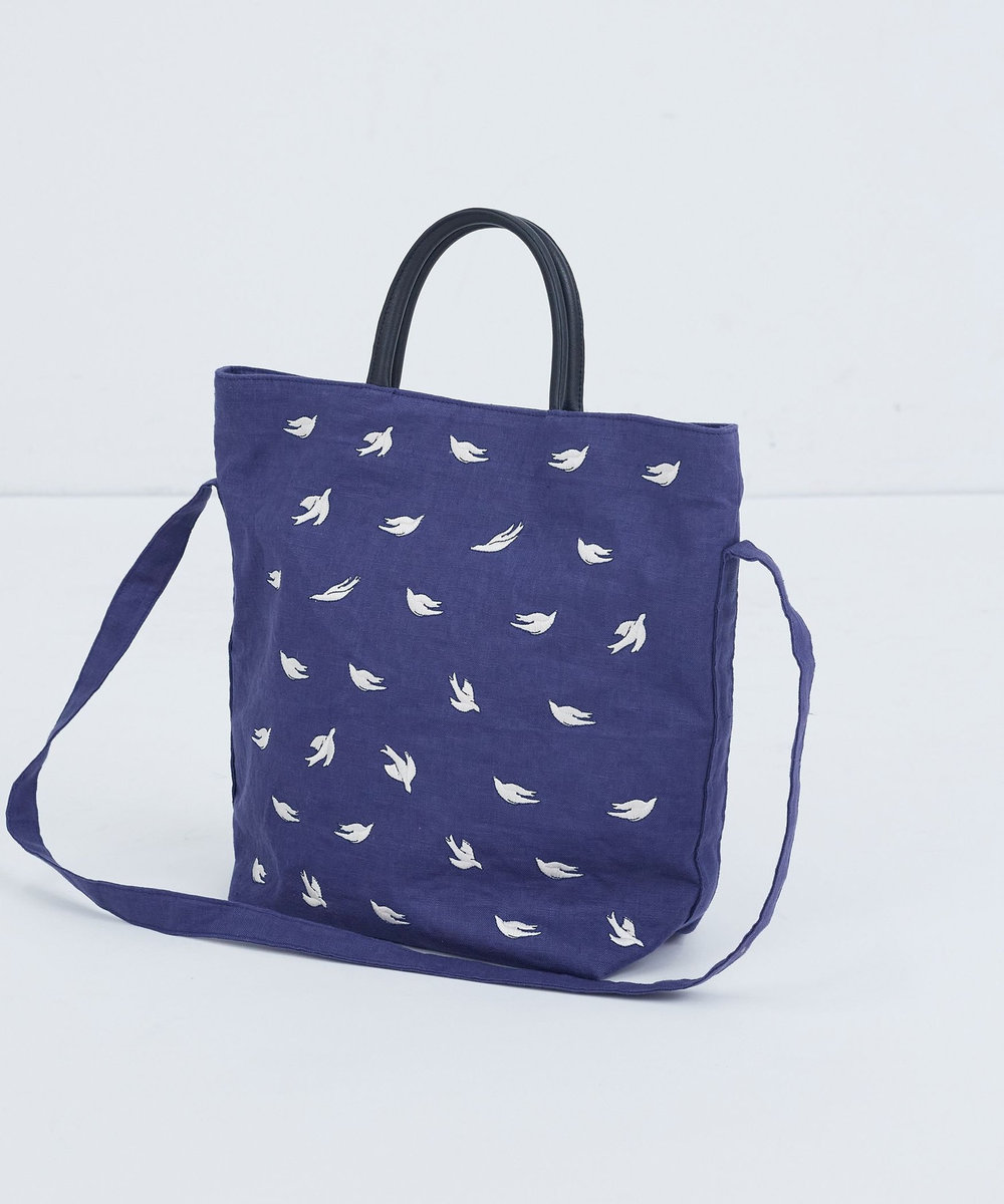 ADIEU TRISTESSE 【2way】トリ刺繍バッグ ブルー