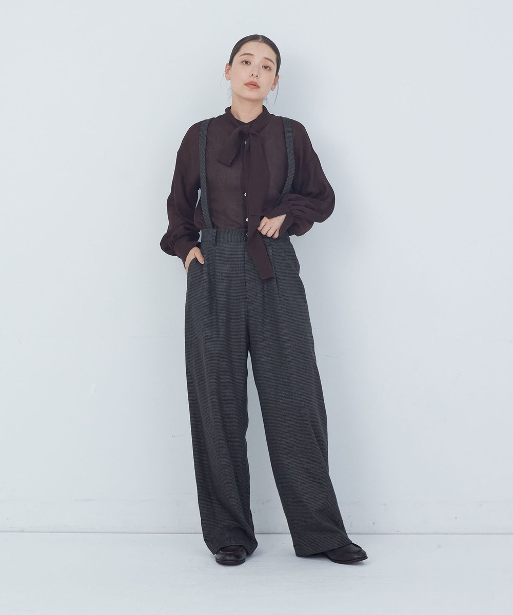 ADIEU TRISTESSE サスペンダー付きパンツ チェック