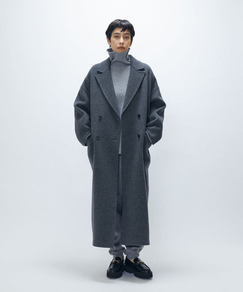 1er Arrondissement 【WEB・一部店舗限定】TOPダブルビーバーチェスターコート チャコールグレー