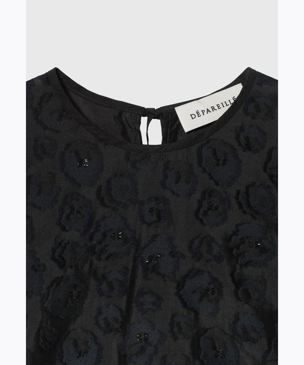 DÉPAREILLÉ LAME FLOWER JACQUARD BLOUSE / ラメフラワージャガードブラウス ブラック