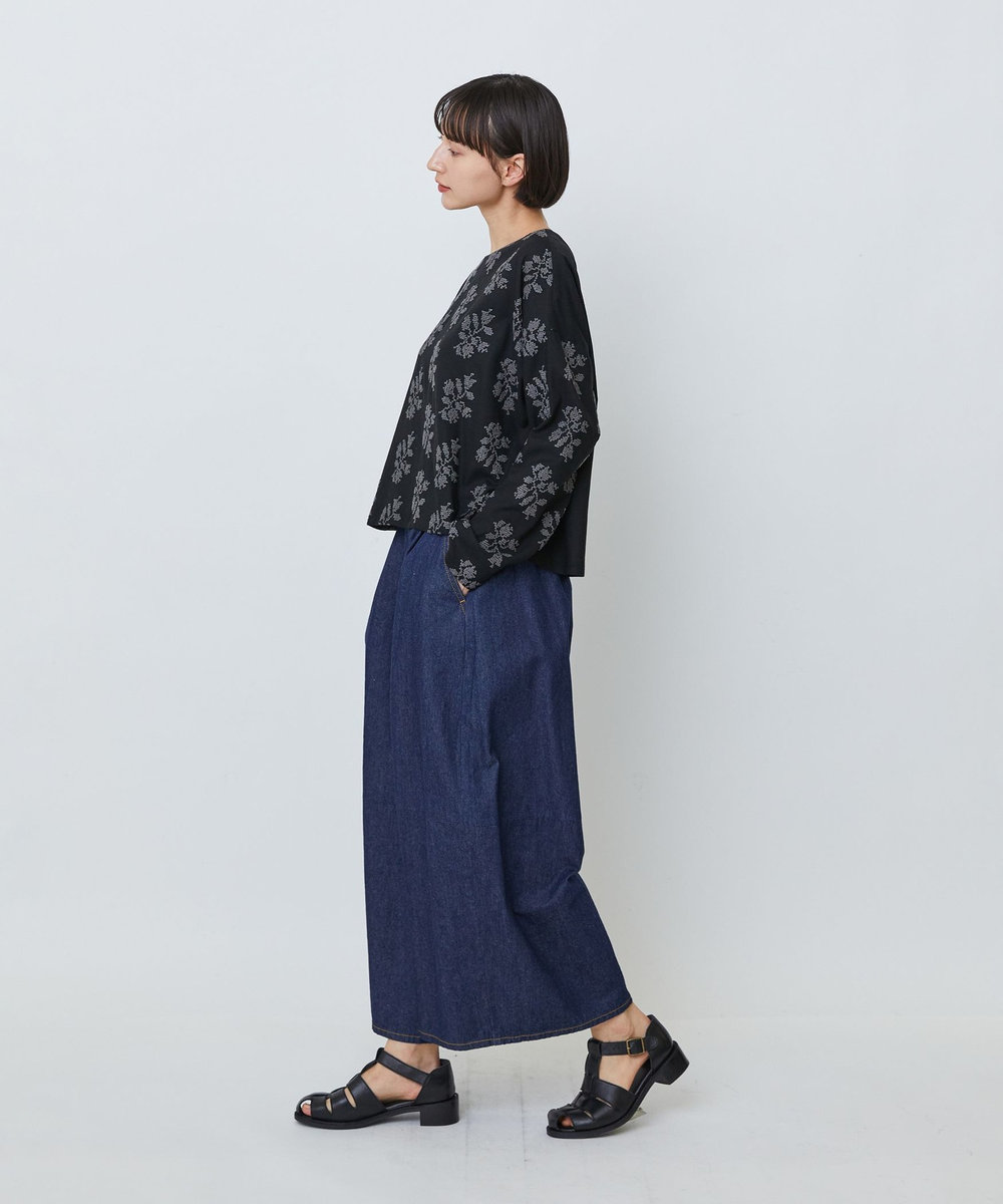 LOISIR オリジナル柄刺繍ボクシーブラウス ブラック系その他