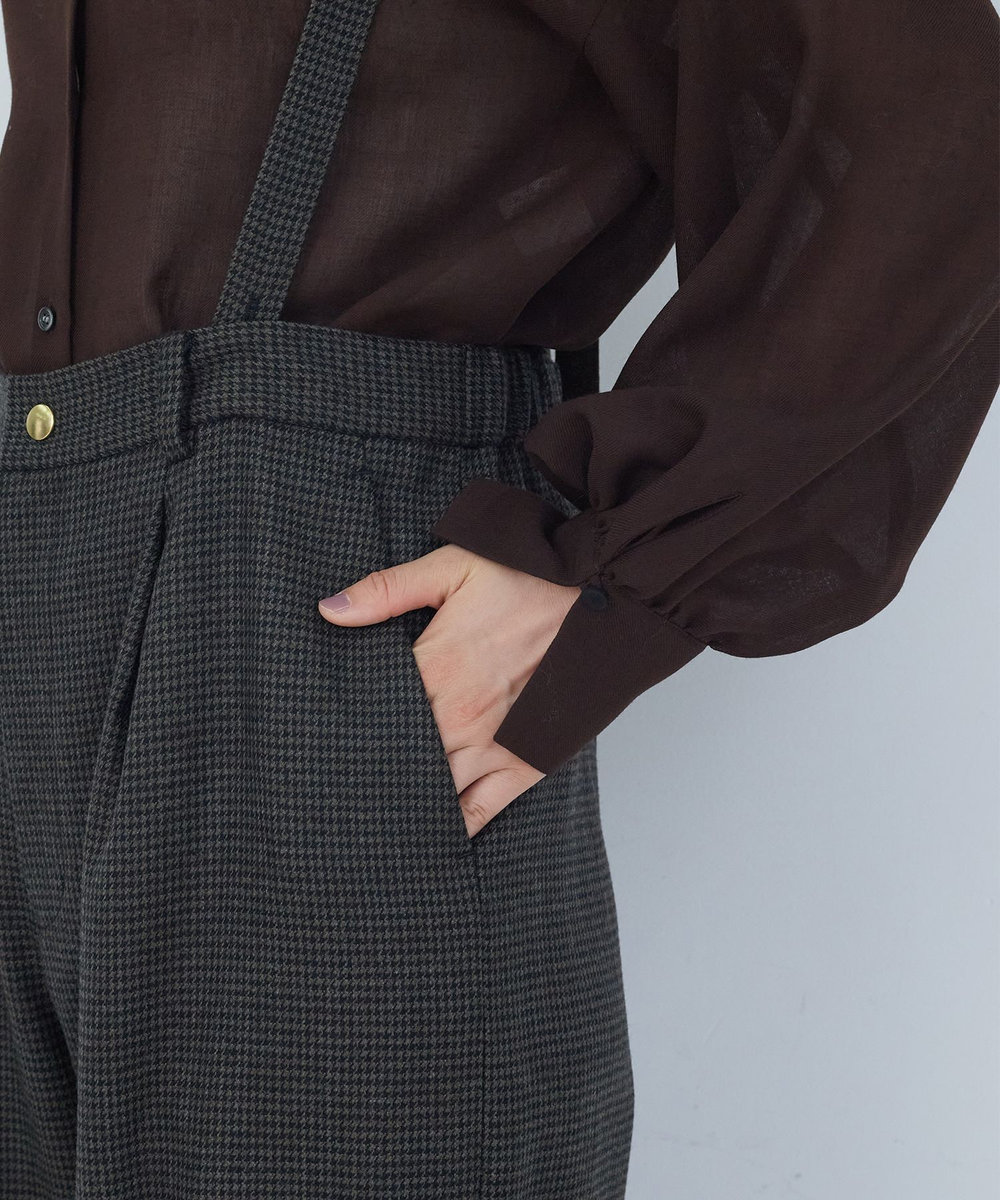ADIEU TRISTESSE サスペンダー付きパンツ チェック