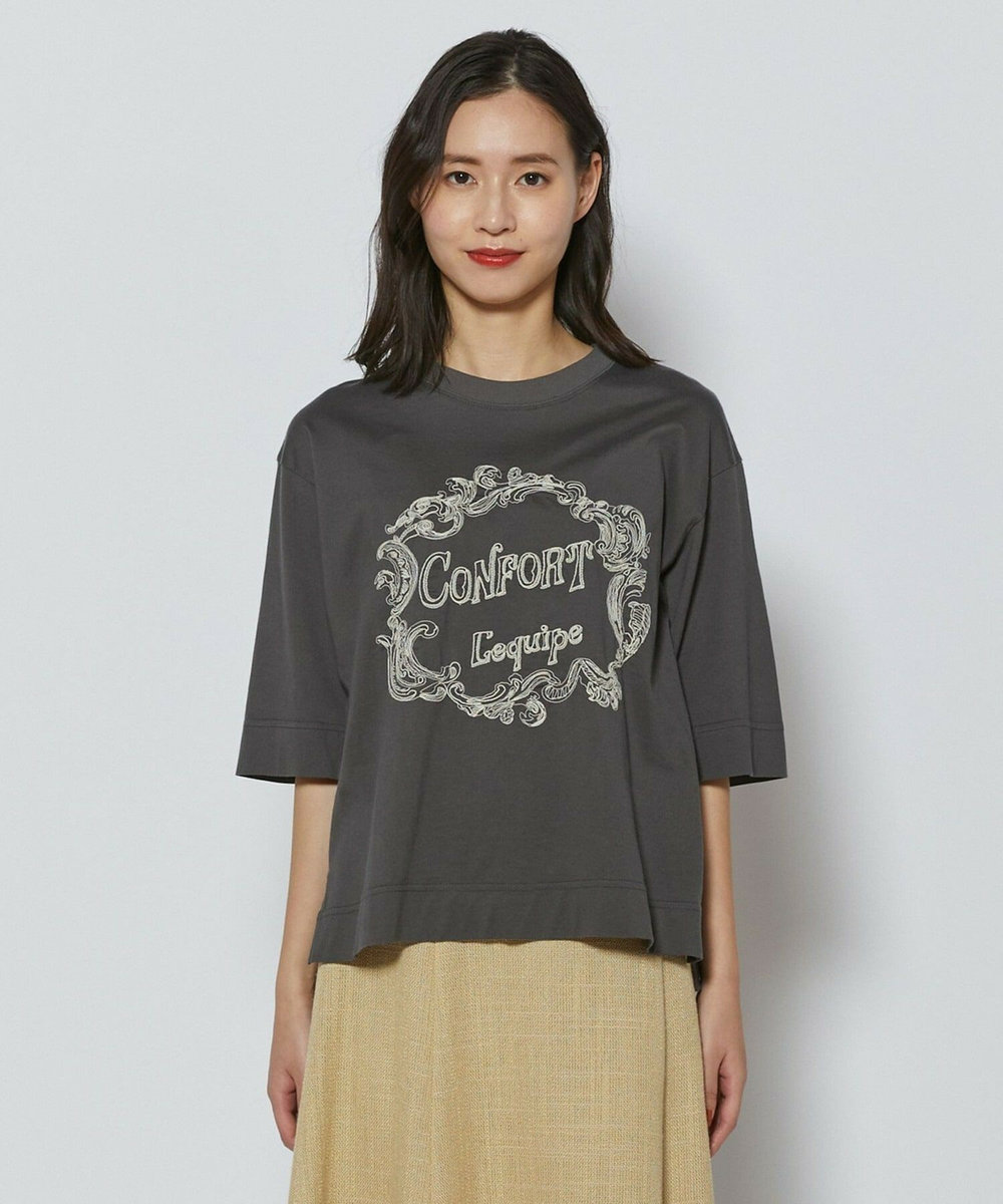 L'EQUIPE フレームロゴTシャツ チャコールグレー