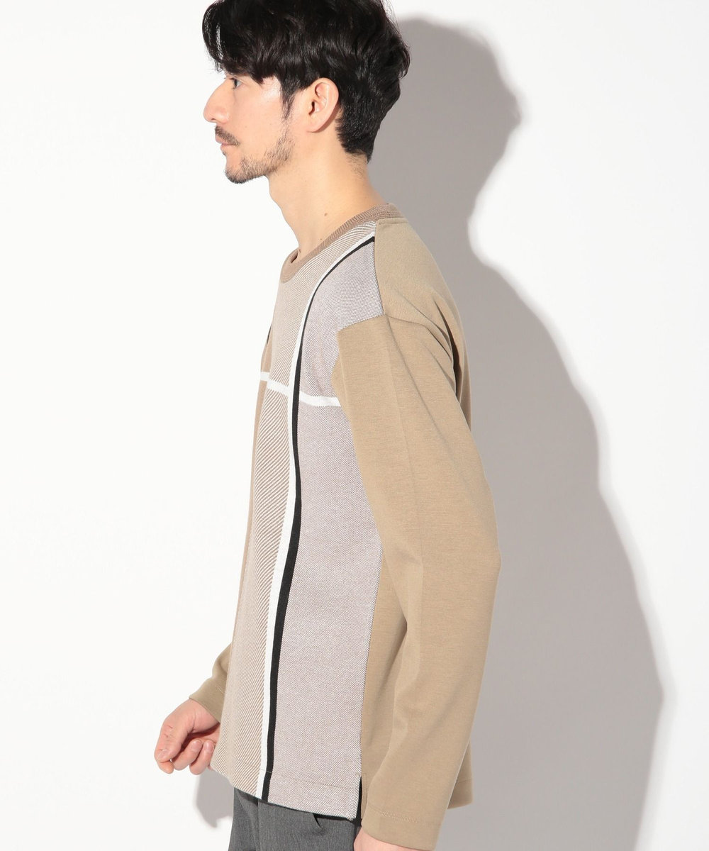 UNION STATION ニット×ダンボールクルネックーロンT ベージュ