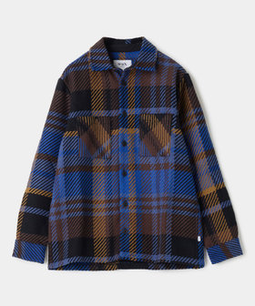 wax london Whiting Blue And Brown Bold Check Overshirt