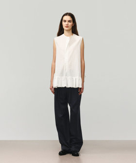 COTTON RUFFLE HEM SLEEVELESS BLOUSE / コットンラッフルヘムスリーブブラウス