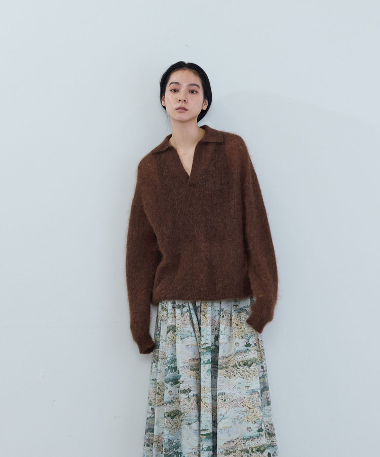 《石上美津江さんコラボ》キッドモヘア片畦ポロニット