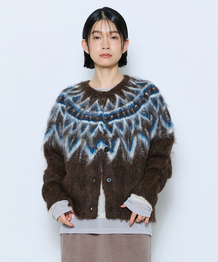 feerique モヘヤジャガードニットカーディガン