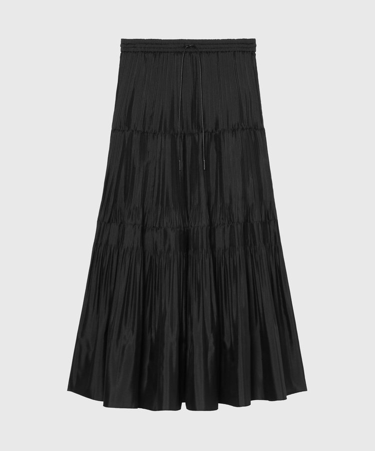 SILK POLY TIERED PLEATS SKIRT / シルクポリティアードプリーツスカート