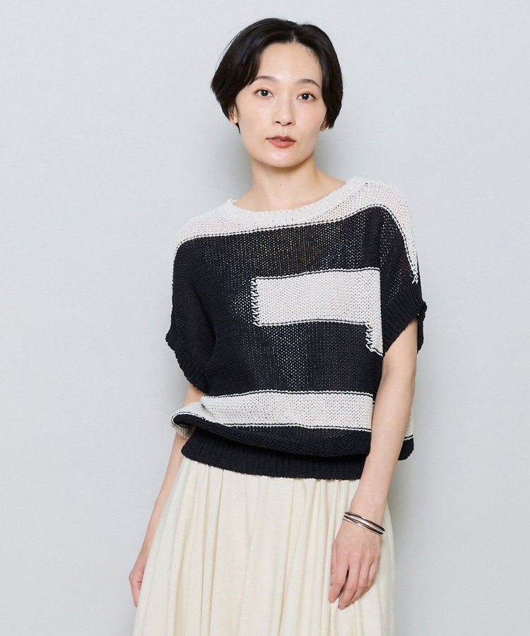 TSUMUGI ブロッキング柄ニット