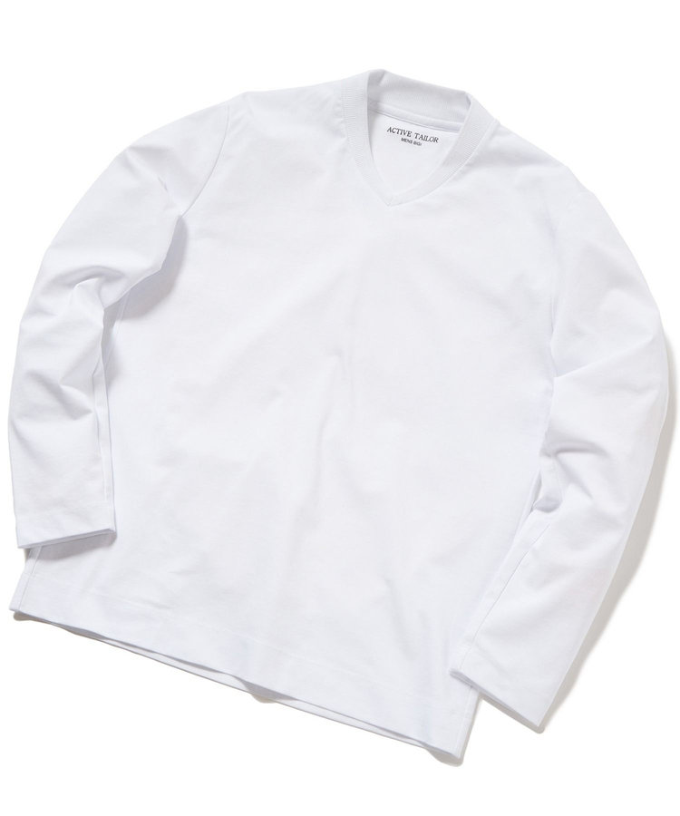 【ACTIVE TAILOR】シルケットスムースVネックロングTシャツ