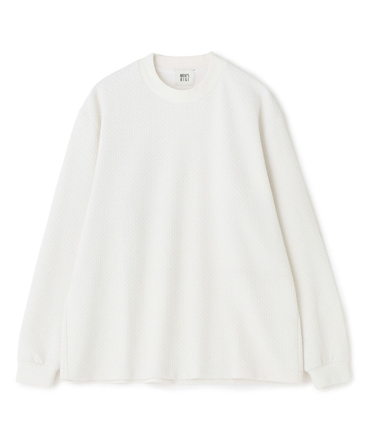 ウール混フクレジャカード モックネックロングTEE［ストレッチ］