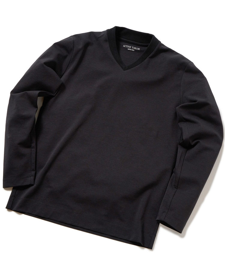 【ACTIVE TAILOR】シルケットスムースVネックロングTシャツ