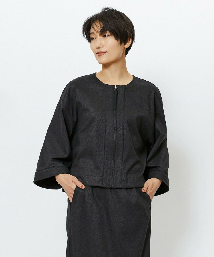 feerique ウールライクニットツイルコクーンシルエットプルオーバー
