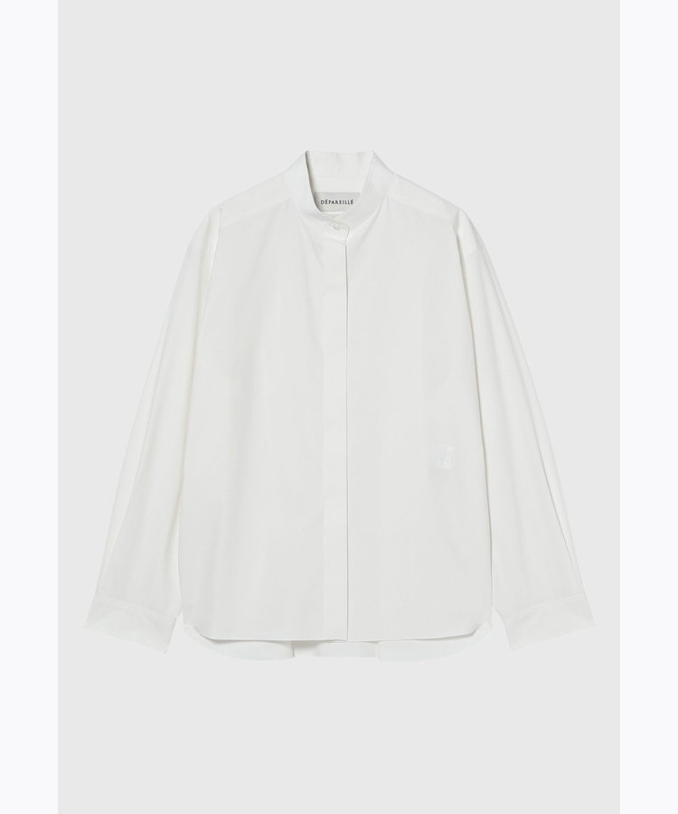 COTTON SILK NO COLLAR BLOUSE / コットンシルクノーカラーブラウス