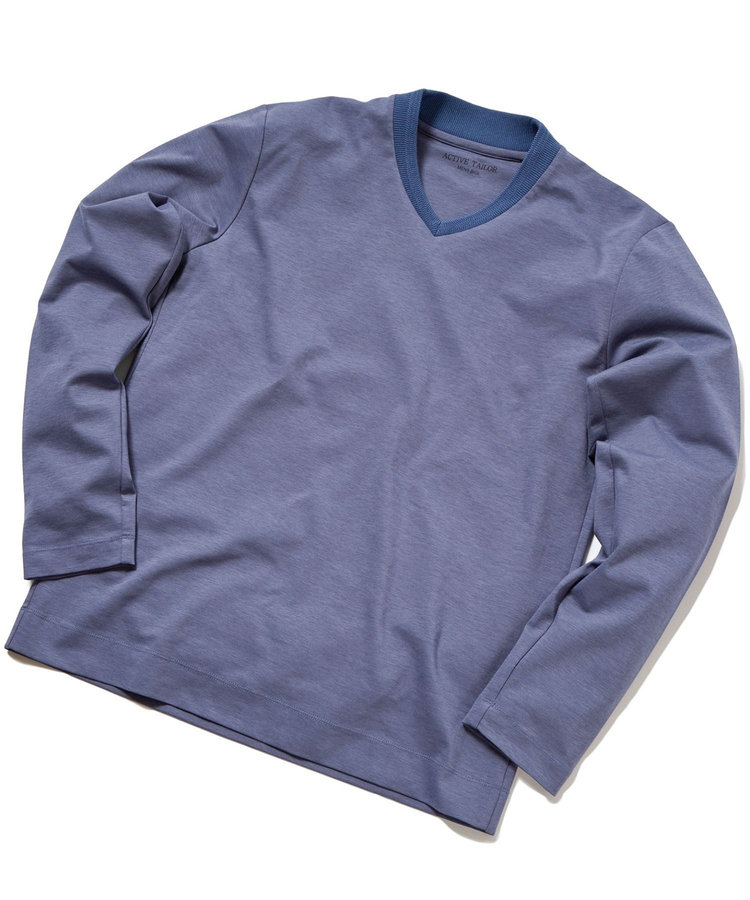 【ACTIVE TAILOR】シルケットスムースVネックロングTシャツ