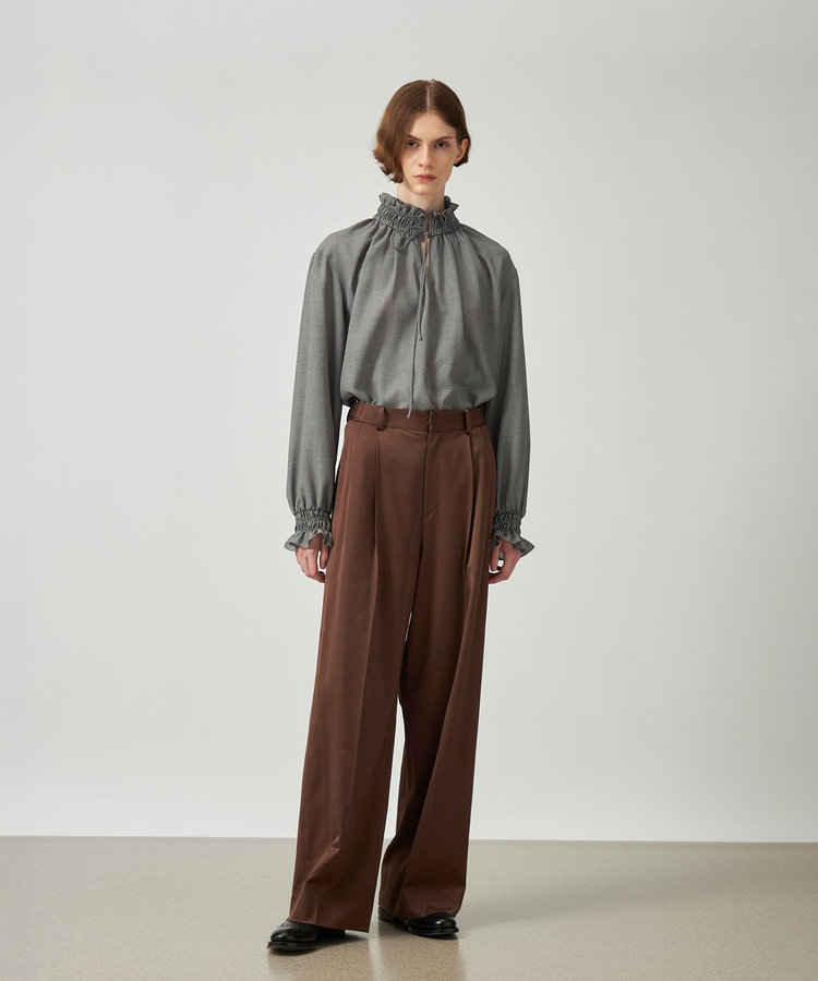 POLY WOOL VIYELLA FRILL BLOUSE / ポリウールヴィエラフリルブラウス