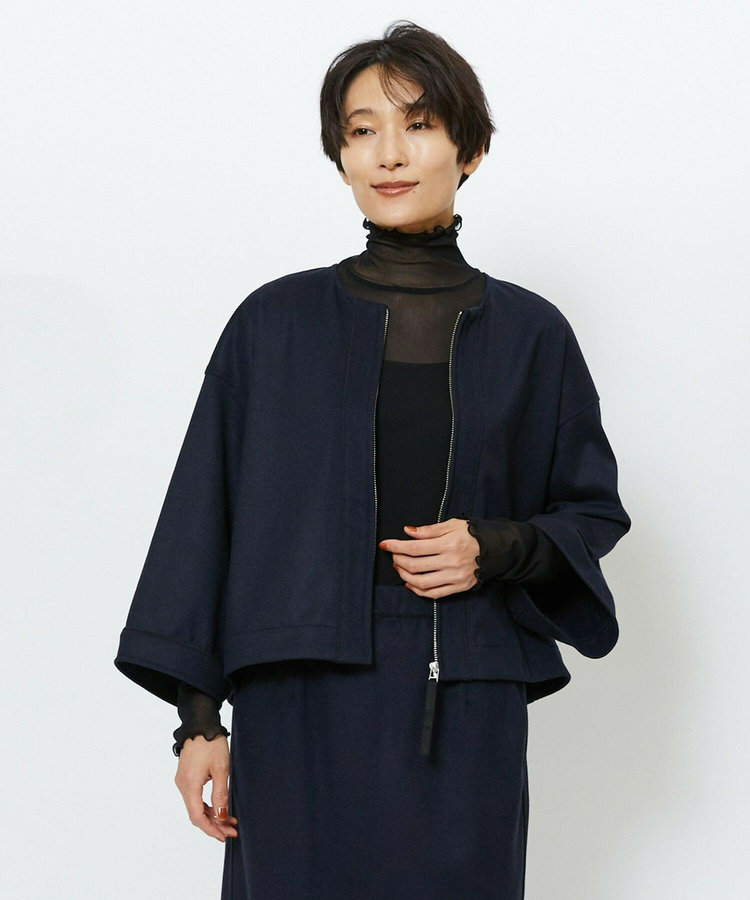 feerique ウールライクニットツイルコクーンシルエットプルオーバー