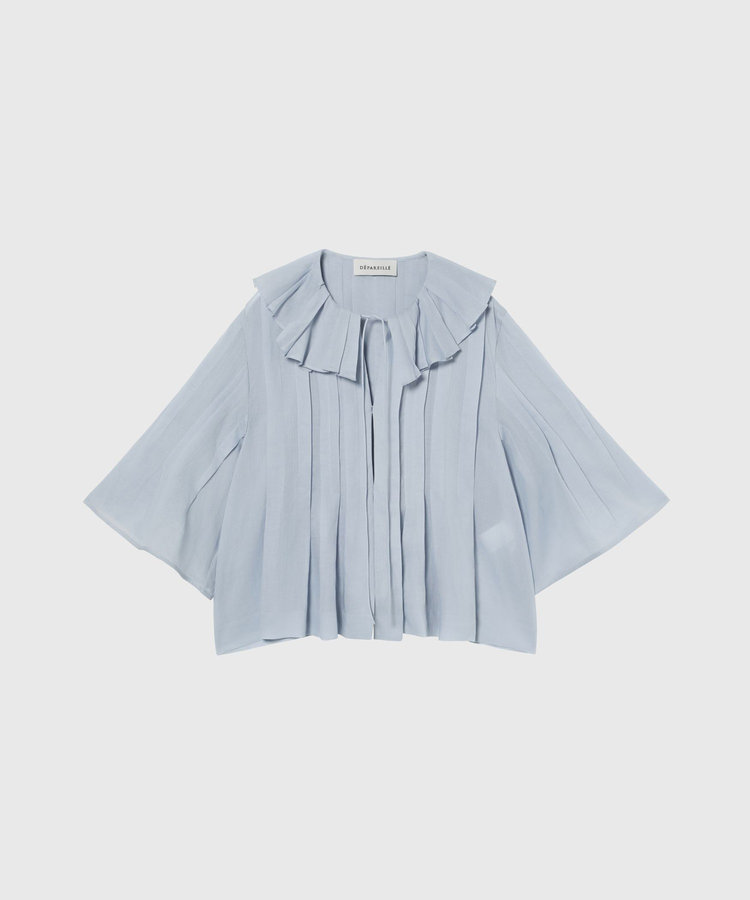 	RAMIE PLEATS SHORT SLEEVE BLOUSE / ラミープリーツショートスリーブブラウス