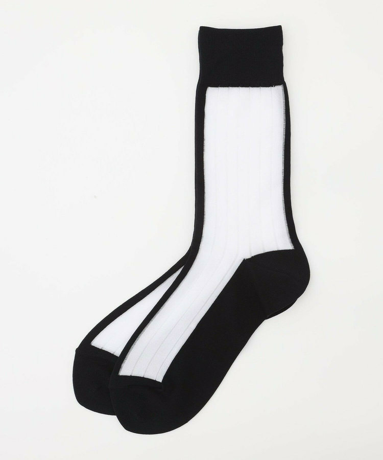 リブ柄シースルーソックス