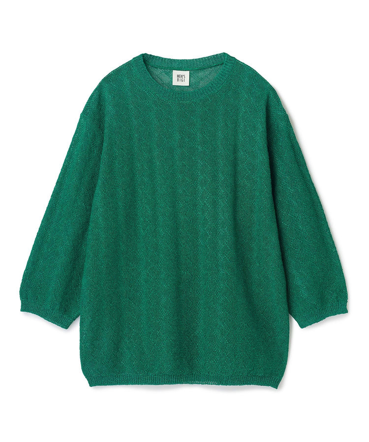 変形アーガイルシアーニット7分袖Tシャツ