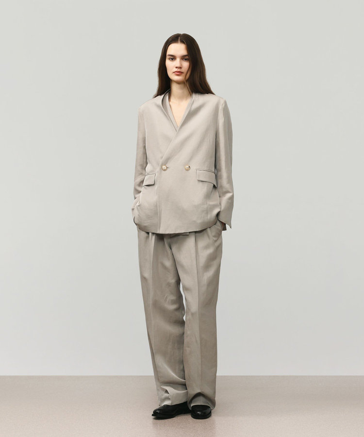 TRIACETATE LINEN NO COLLAR JACKET / トリアセテートリネンノーカラージャケット