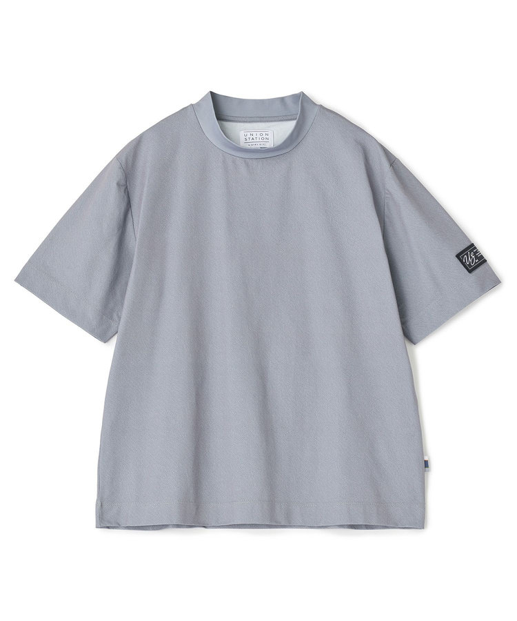 ドットメッシュプリントモックネックTシャツ＜ストレッチ・軽量・ハンドウォッシャブル・通気性＞