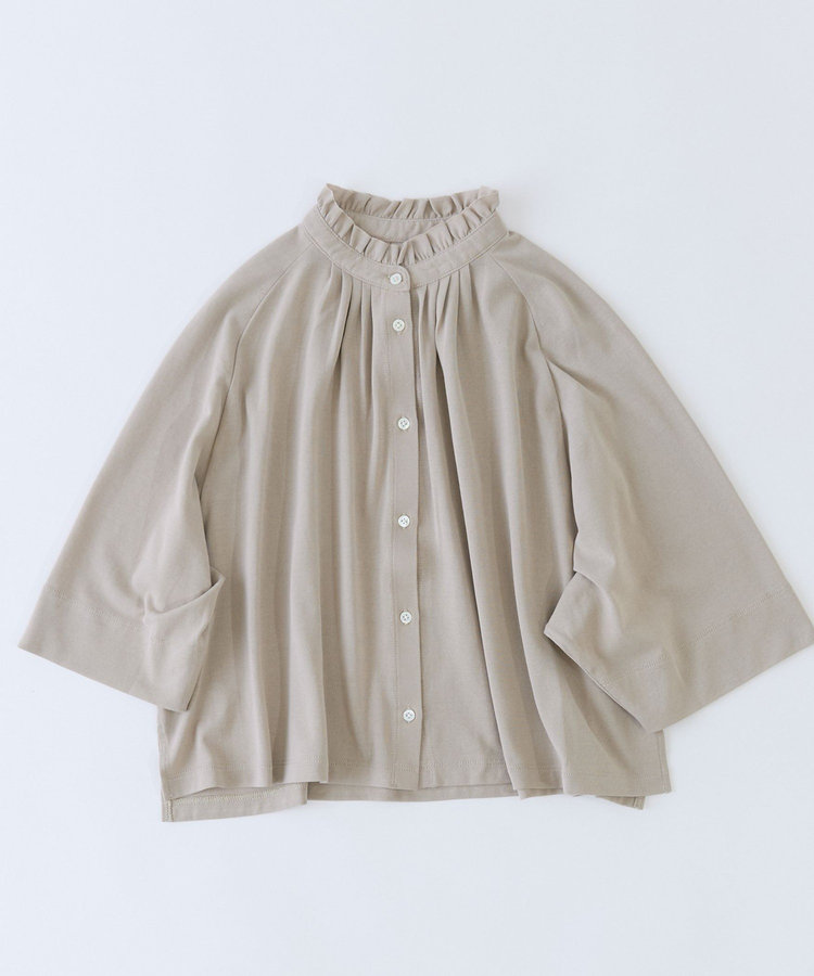 【FAVE】ジャージーフリルカラークロップドブラウス