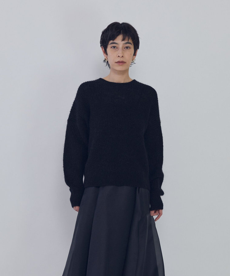 ウールモヘア畦ニットプルオーバー