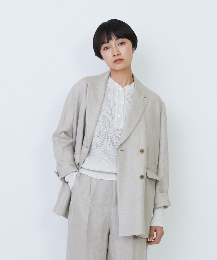 【セットアップ対応】リネンツイルダブルブレストジャケット