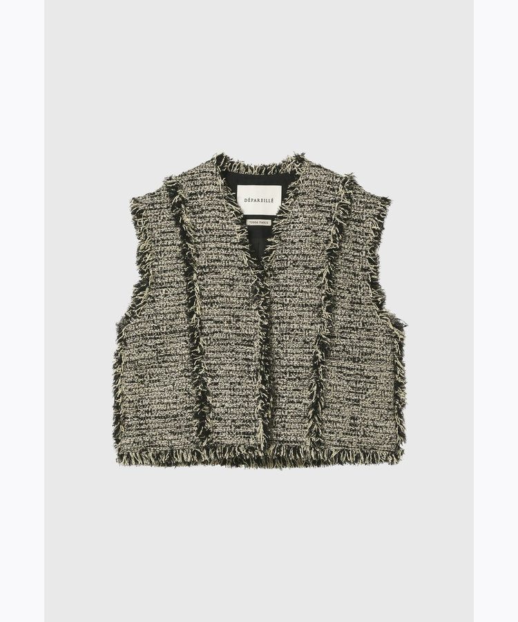 FANCY TWEED V NECK GILET / ファンシーツィードVネックジレ