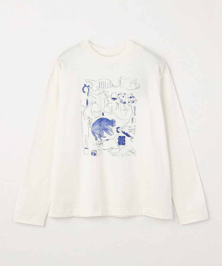 【EC限定・アーティストコラボ】LOISIR×TORANEKOBONBON CATプリントロングスリーブTシャツ