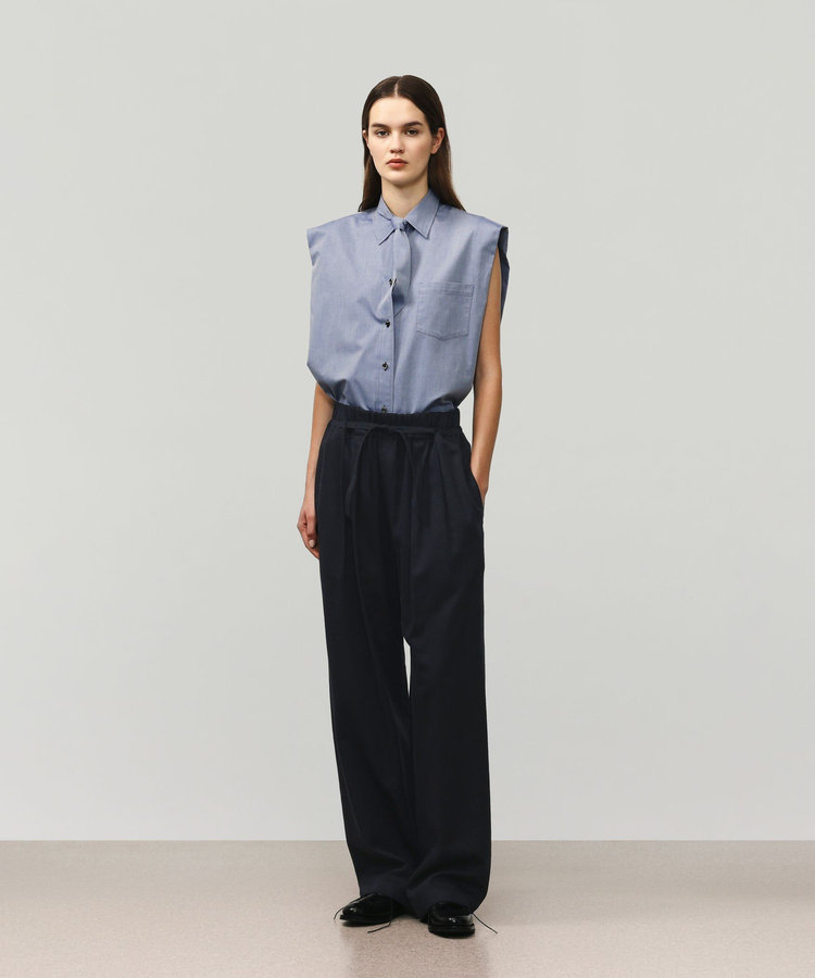 COTTON TWILL SLEEVELESS BOW BLOUSE / コットンツイルスリーブレスボウブラウス