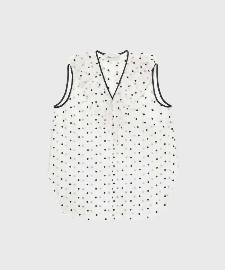 DOT ORGANDY SLEEVELESS BLOUSE / ドットオーガンジースリーブレスブラウス