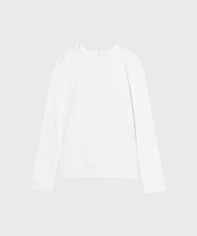RIB BACK LACE UP CREW NECK TOPS / リブバックレースアップクルーネックトップス