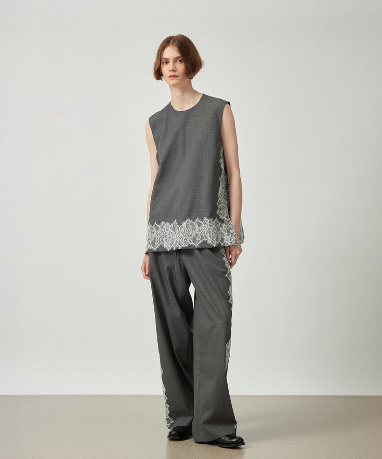 VISCORSE WOOL LACE SLEEVELESS BLOUSE / ヴィスコースウールレーススリーブレスブラウス