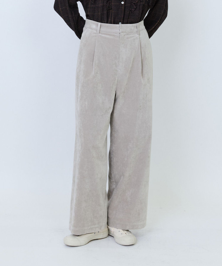 シャンブレーベルベットセミワイドパンツ