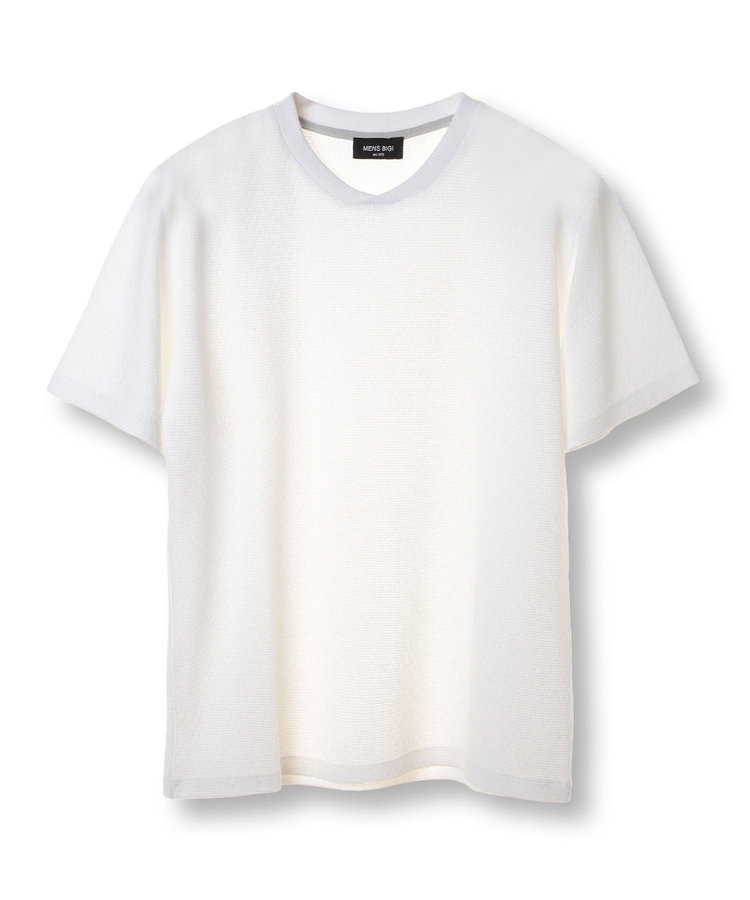 シェブロン柄リンクスジャカードTシャツ<接触冷感><抗菌防臭>