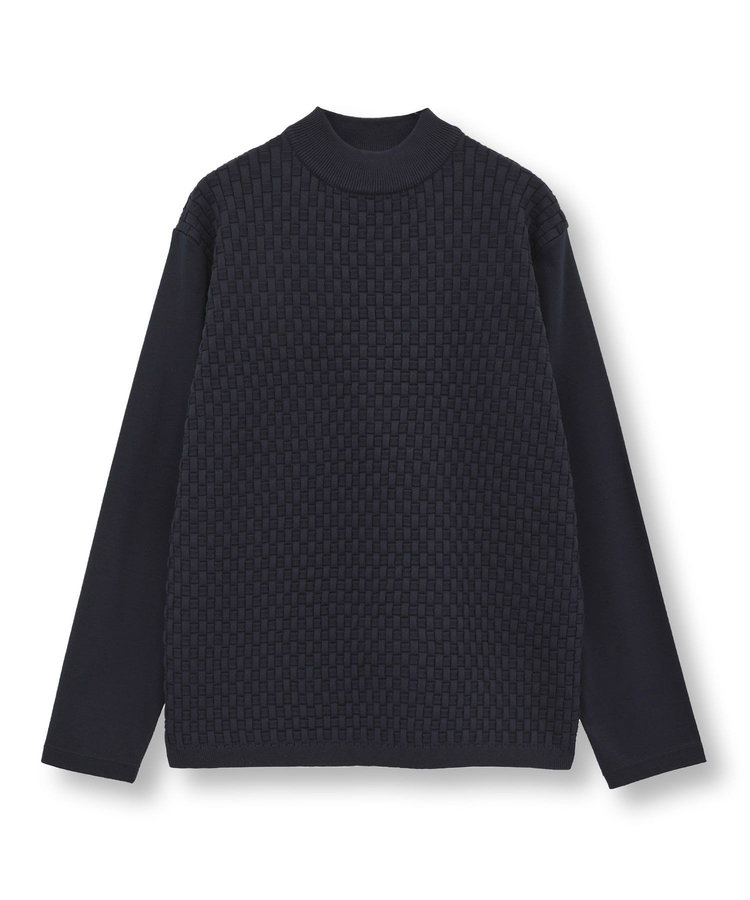 ニットコンビ モックネック長袖Tシャツ