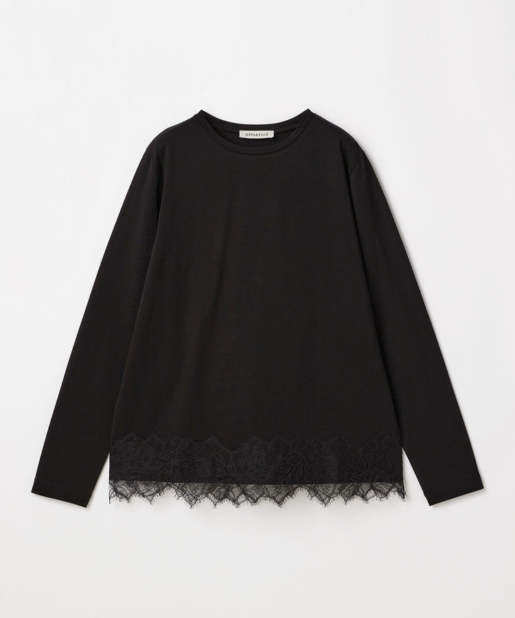 COTTON JERSEY LACE DOCKING CREW NECK / コットンジャージーレースドッキングクルーネック